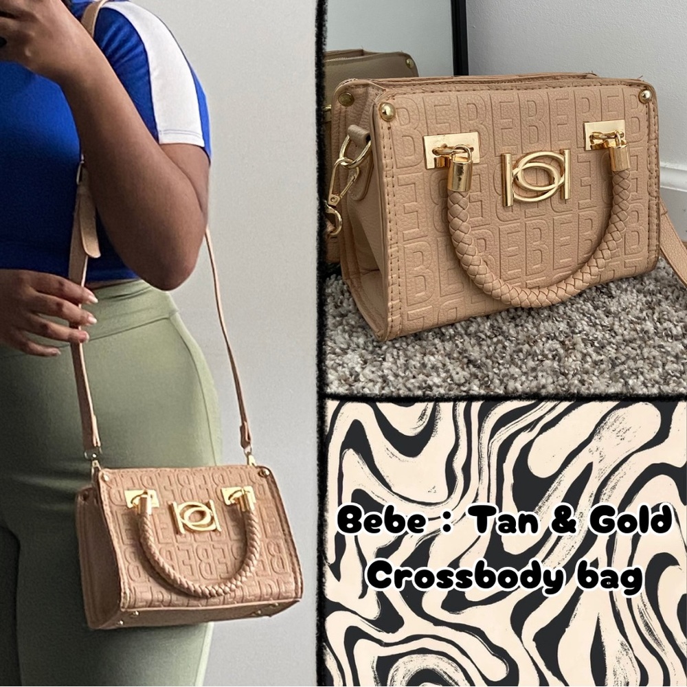 💜30% off sale💜 Bebe | Tan and gold crossbody purse